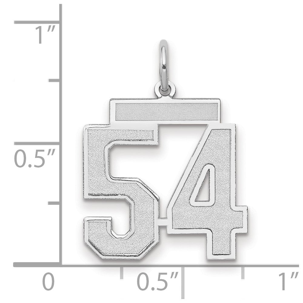 14k White Goldw Medium Satin Number 54 Charm