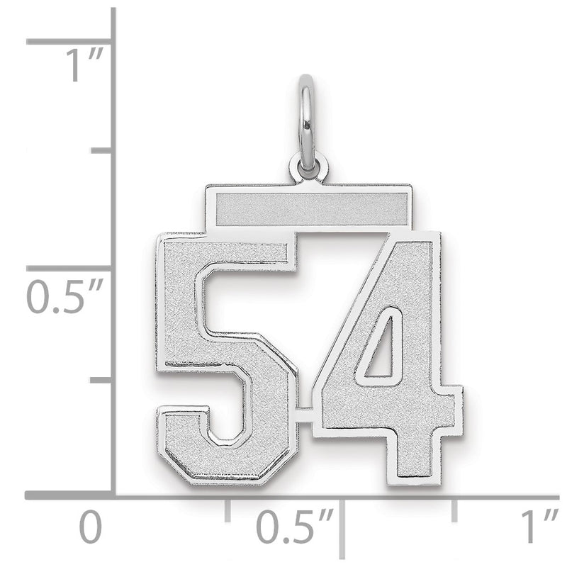 14k White Goldw Medium Satin Number 54 Charm