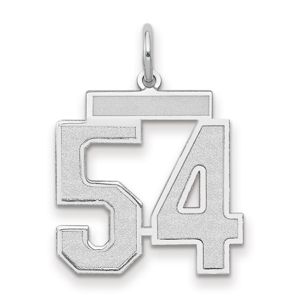 14k White Goldw Medium Satin Number 54 Charm