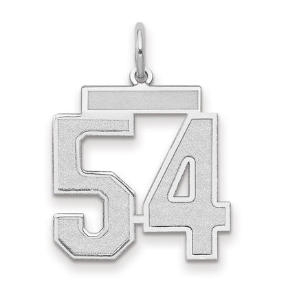 14k White Goldw Medium Satin Number 54 Charm
