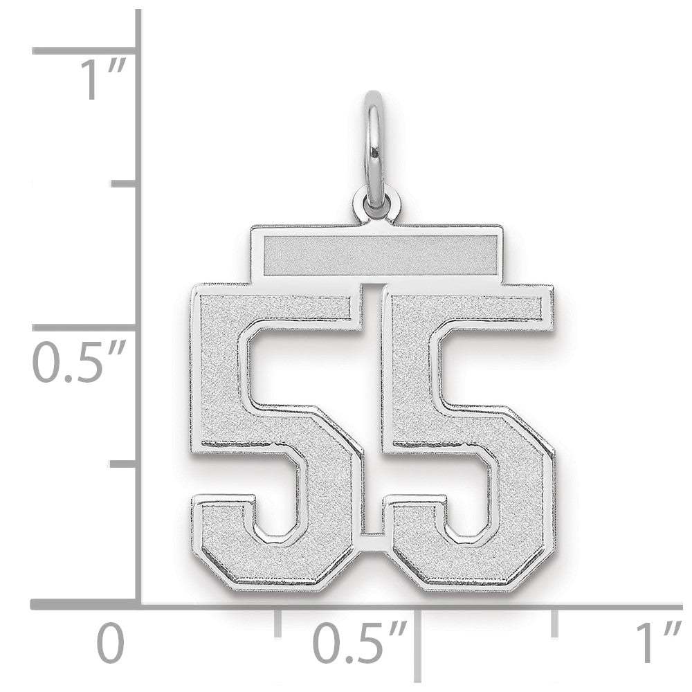14k White Goldw Medium Satin Number 55 Charm