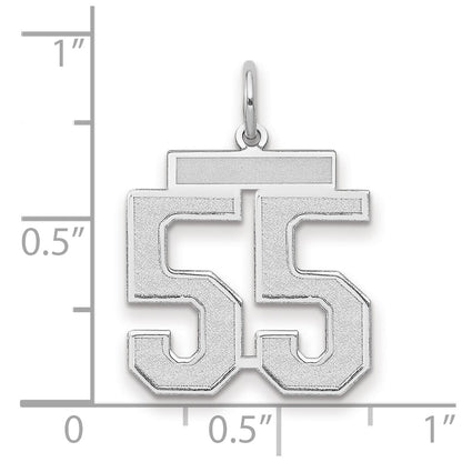 14k White Goldw Medium Satin Number 55 Charm