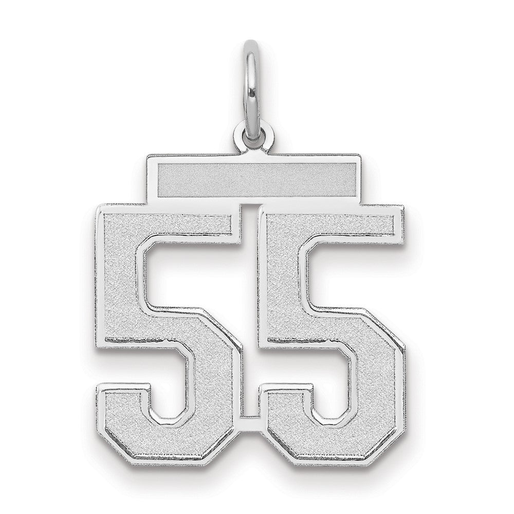 14k White Goldw Medium Satin Number 55 Charm