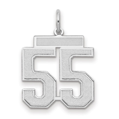 14k White Goldw Medium Satin Number 55 Charm