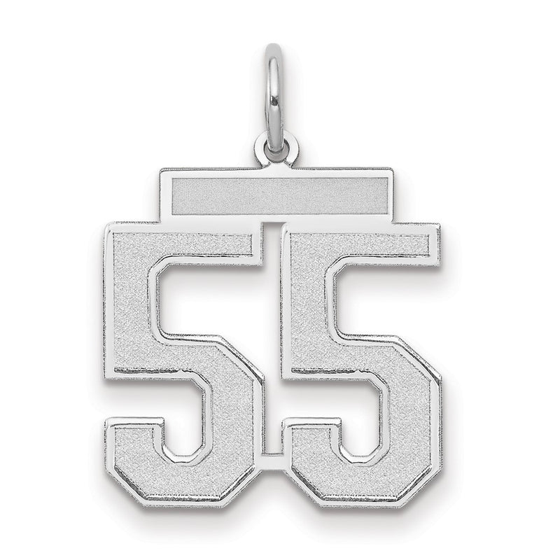 14k White Goldw Medium Satin Number 55 Charm