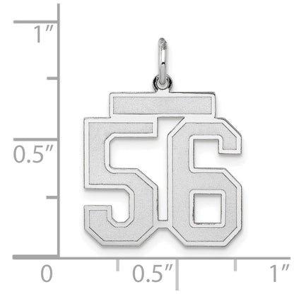 14k White Goldw Medium Satin Number 56 Charm