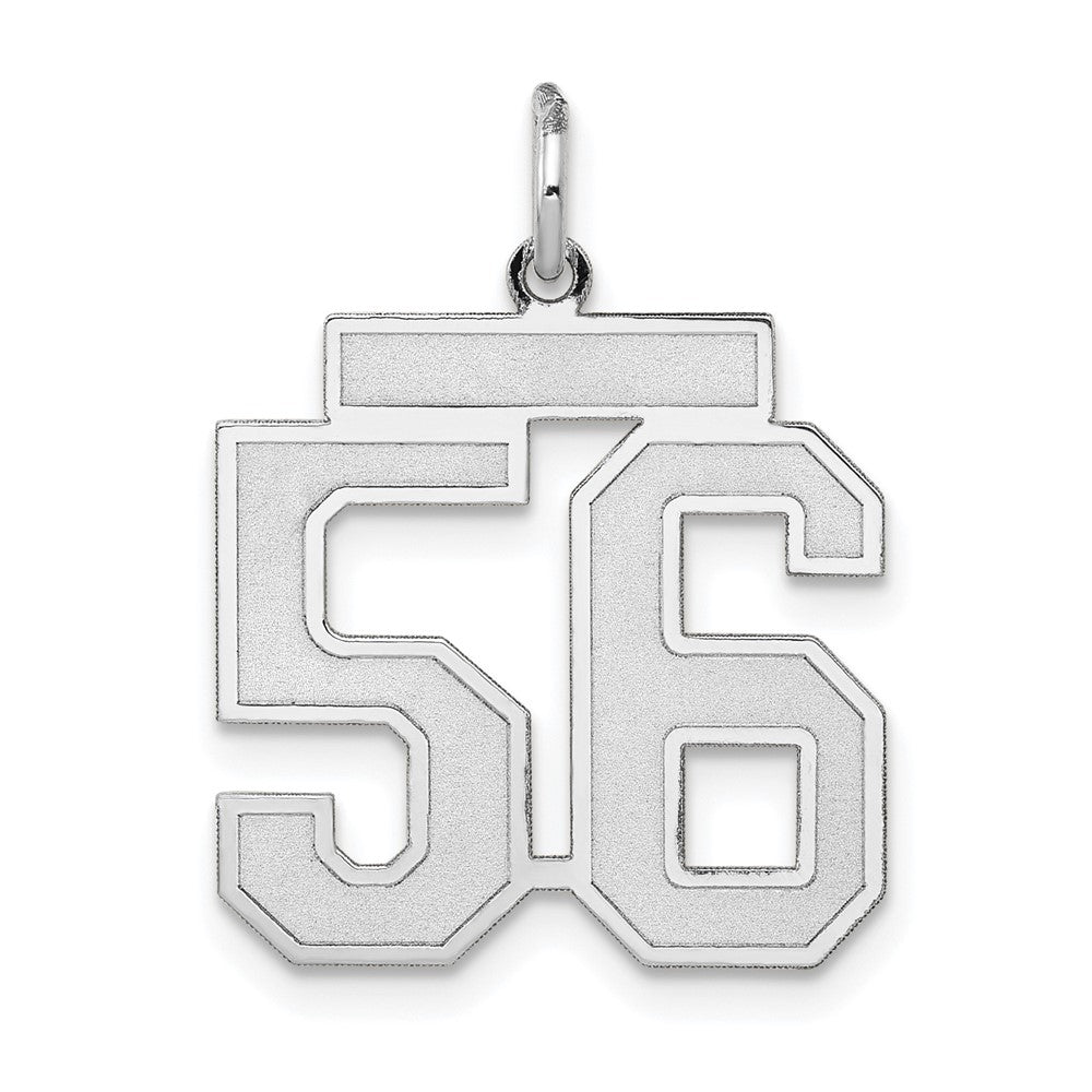 14k White Goldw Medium Satin Number 56 Charm