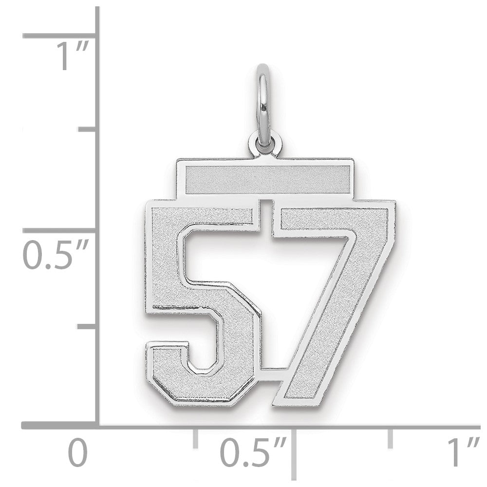 14k White Goldw Medium Satin Number 57 Charm