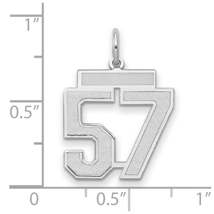 14k White Goldw Medium Satin Number 57 Charm
