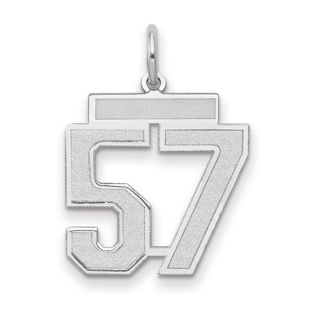 14k White Goldw Medium Satin Number 57 Charm