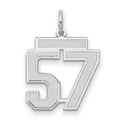 14k White Goldw Medium Satin Number 57 Charm