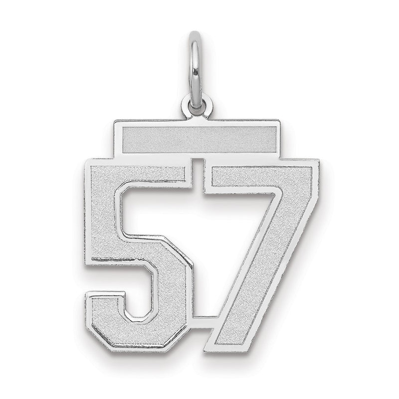 14k White Goldw Medium Satin Number 57 Charm