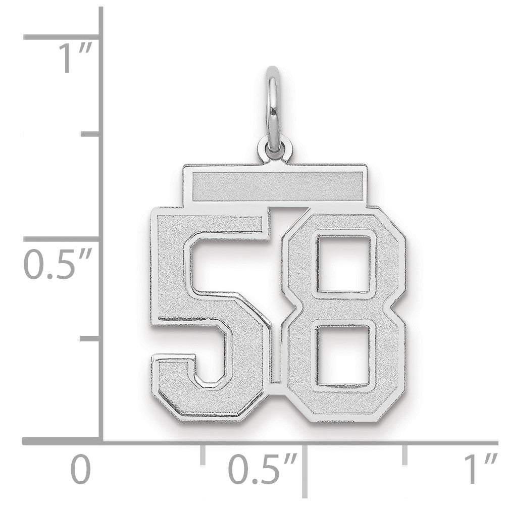 14k White Goldw Medium Satin Number 58 Charm