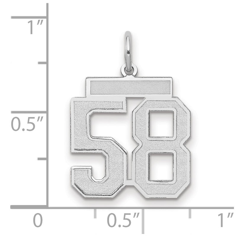 14k White Goldw Medium Satin Number 58 Charm