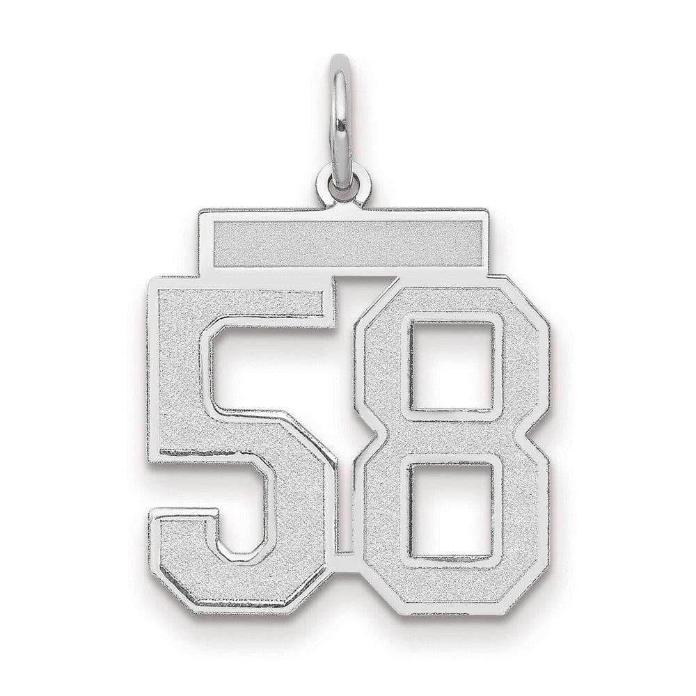 14k White Goldw Medium Satin Number 58 Charm