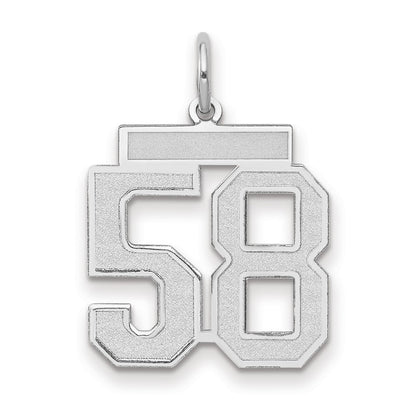 14k White Goldw Medium Satin Number 58 Charm