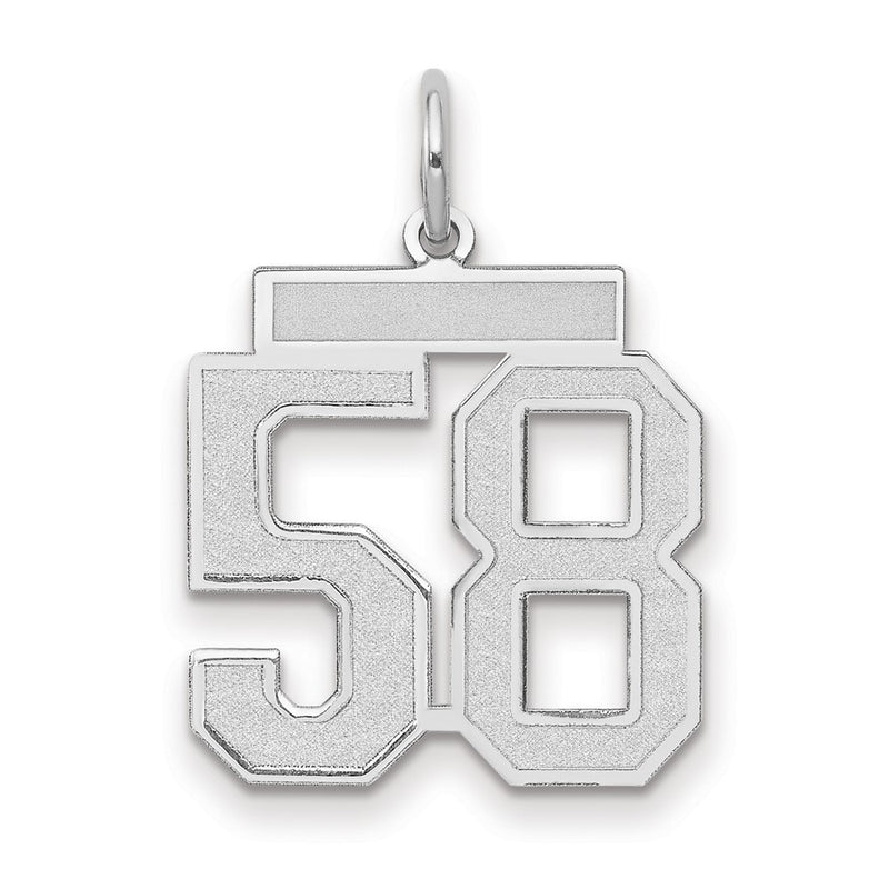 14k White Goldw Medium Satin Number 58 Charm