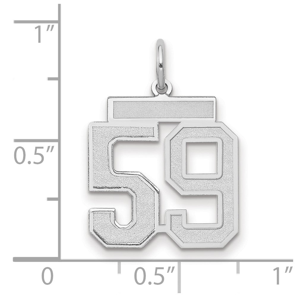 14k White Goldw Medium Satin Number 59 Charm
