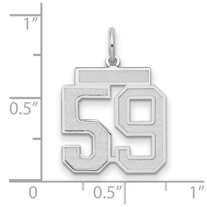 14k White Goldw Medium Satin Number 59 Charm