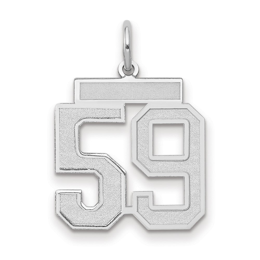 14k White Goldw Medium Satin Number 59 Charm