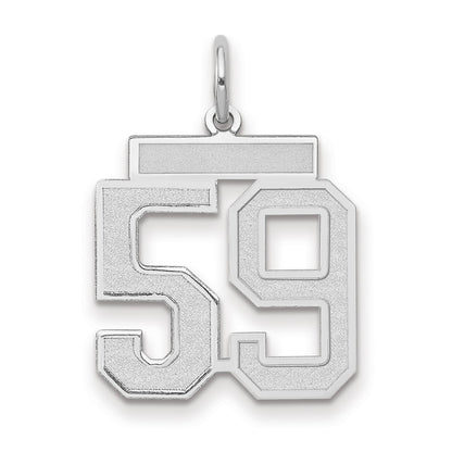 14k White Goldw Medium Satin Number 59 Charm