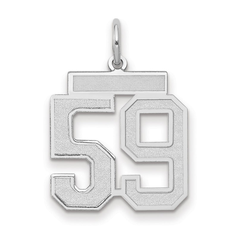 14k White Goldw Medium Satin Number 59 Charm