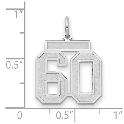 14k White Goldw Medium Satin Number 60 Charm