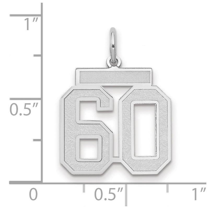 14k White Goldw Medium Satin Number 60 Charm