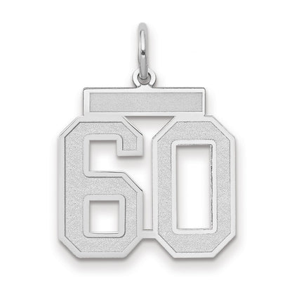 14k White Goldw Medium Satin Number 60 Charm