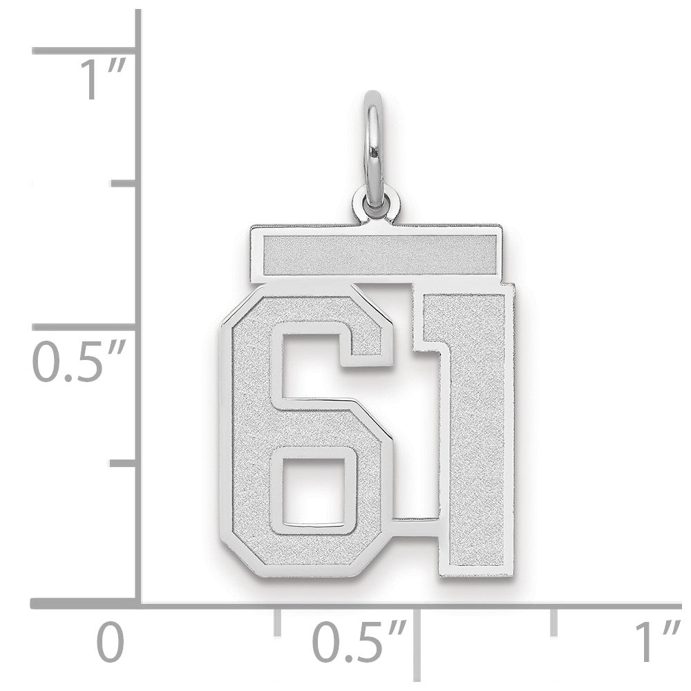 14k White Goldw Medium Satin Number 61 Charm