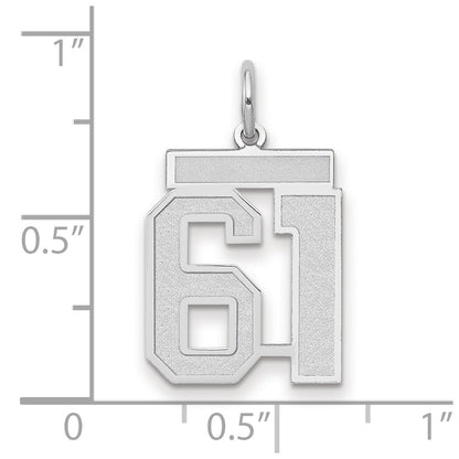 14k White Goldw Medium Satin Number 61 Charm