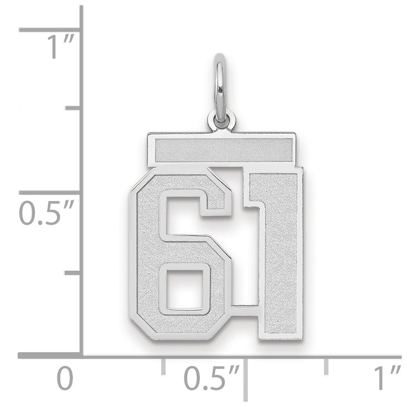 14k White Goldw Medium Satin Number 61 Charm