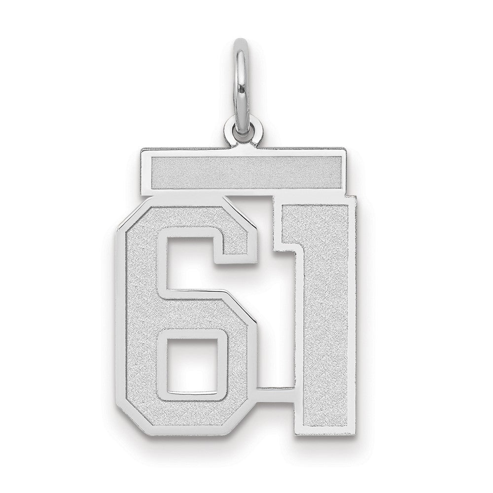 14k White Goldw Medium Satin Number 61 Charm