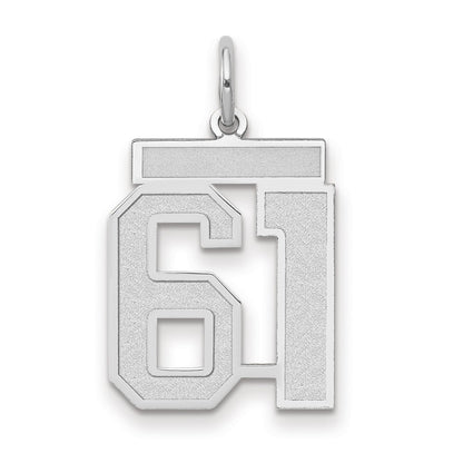 14k White Goldw Medium Satin Number 61 Charm