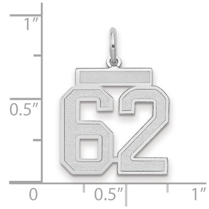 14k White Goldw Medium Satin Number 62 Charm