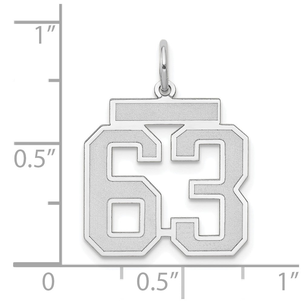 14k White Goldw Medium Satin Number 63 Charm