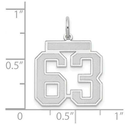 14k White Goldw Medium Satin Number 63 Charm
