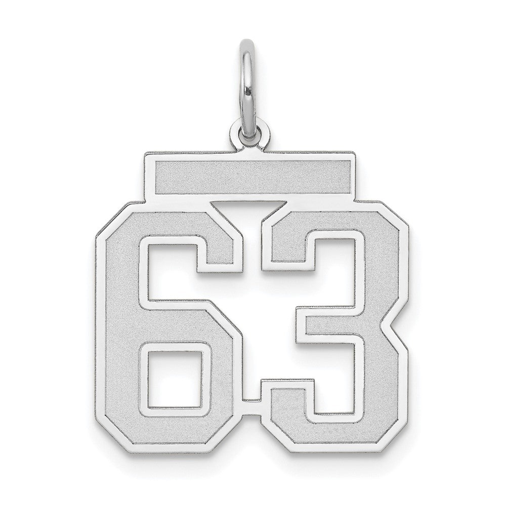 14k White Goldw Medium Satin Number 63 Charm