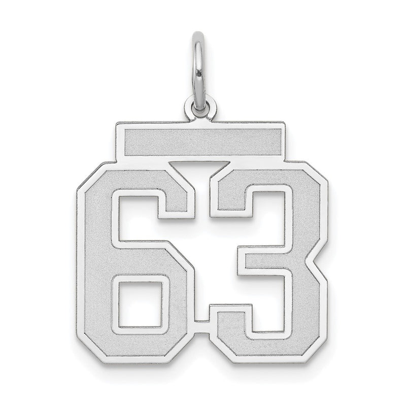 14k White Goldw Medium Satin Number 63 Charm