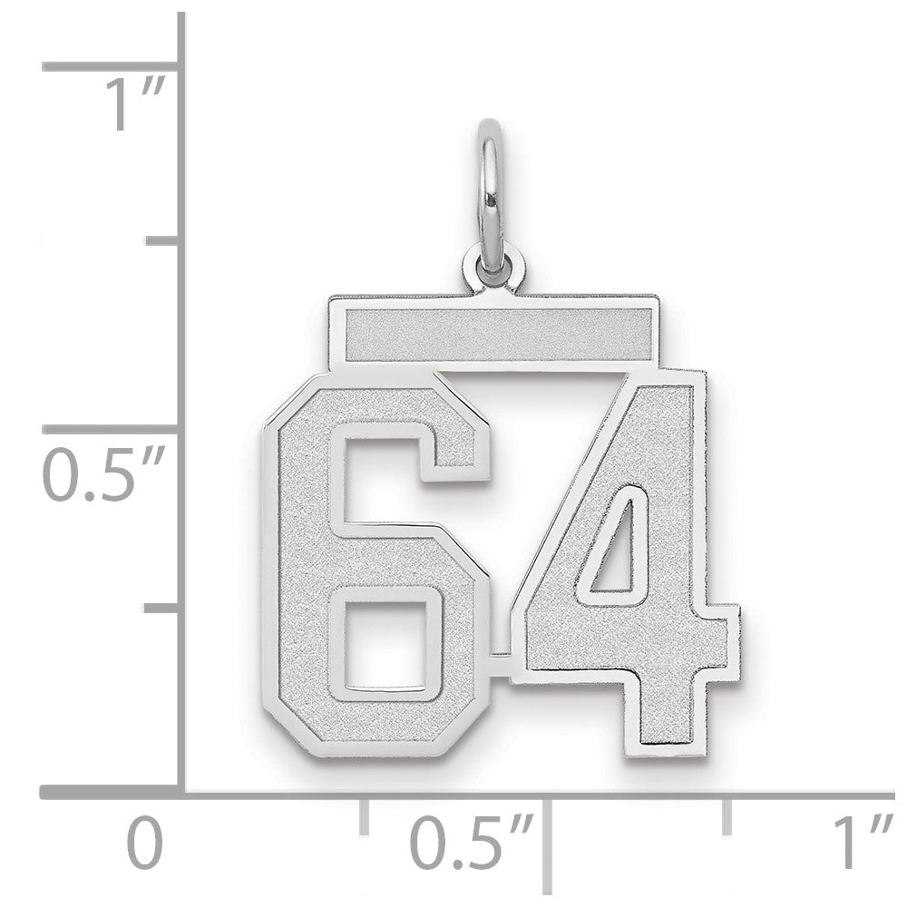 14k White Goldw Medium Satin Number 64 Charm