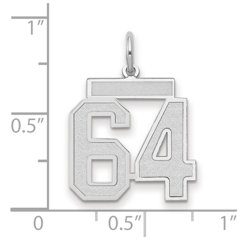 14k White Goldw Medium Satin Number 64 Charm