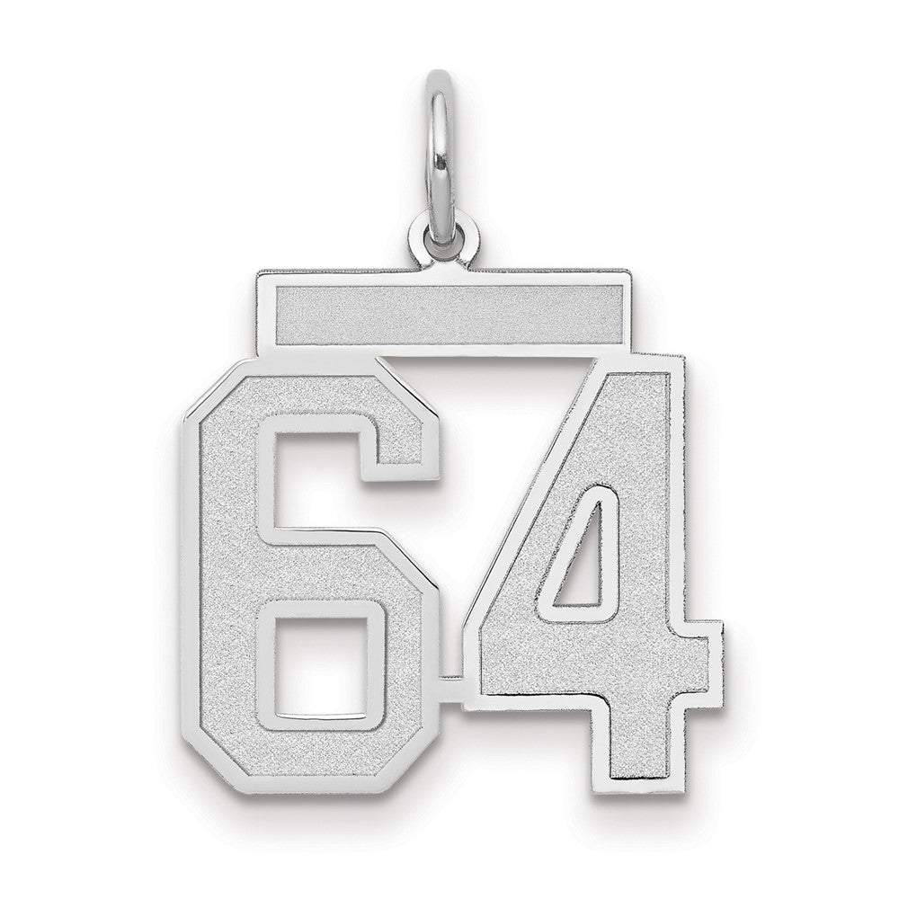 14k White Goldw Medium Satin Number 64 Charm
