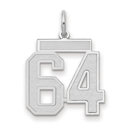14k White Goldw Medium Satin Number 64 Charm