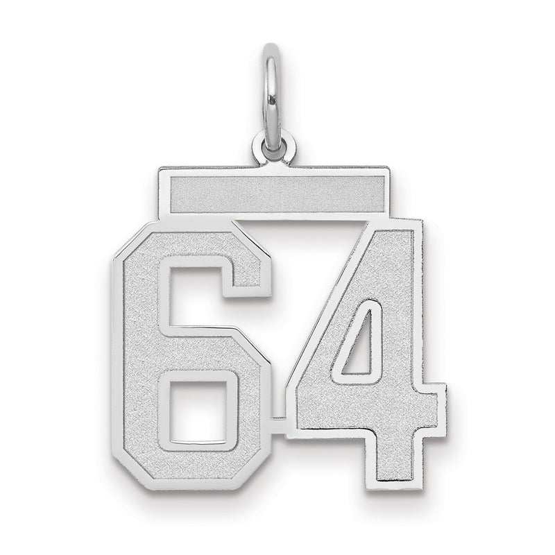 14k White Goldw Medium Satin Number 64 Charm