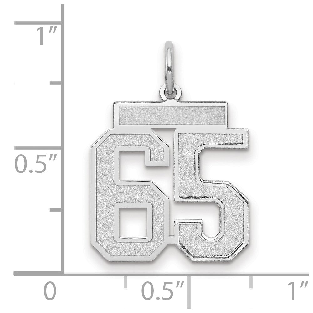 14k White Goldw Medium Satin Number 65 Charm