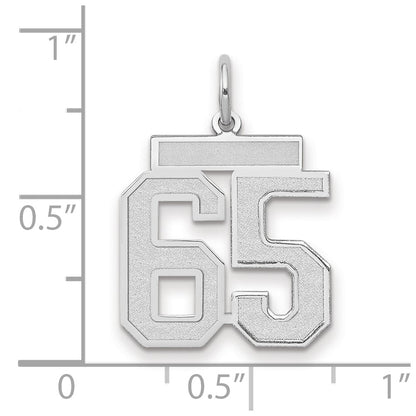 14k White Goldw Medium Satin Number 65 Charm