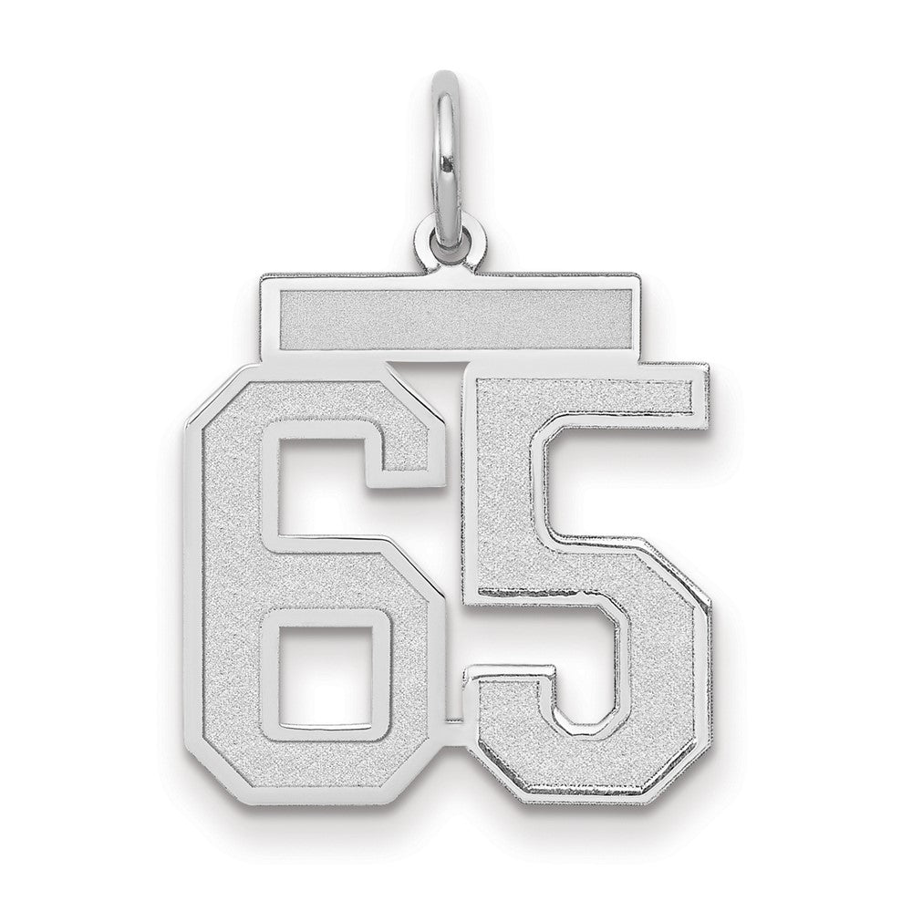 14k White Goldw Medium Satin Number 65 Charm