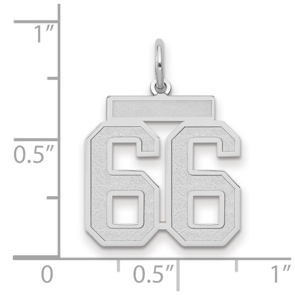 14k White Goldw Medium Satin Number 66 Charm