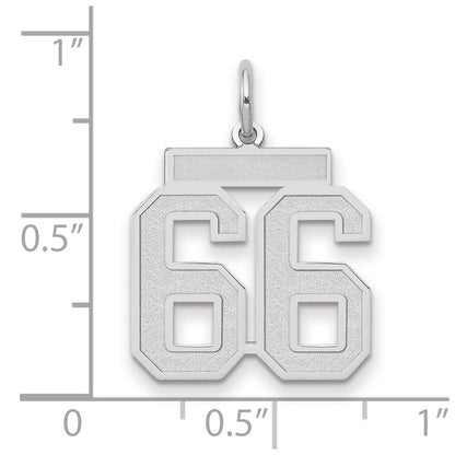 14k White Goldw Medium Satin Number 66 Charm