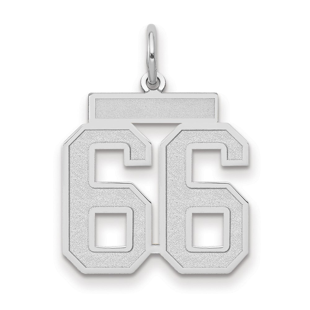 14k White Goldw Medium Satin Number 66 Charm